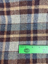 VTG Plaid Wool Fabric Gray Beige Maroon 2.5 yd x 61