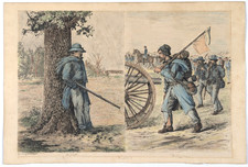 CIVIL WAR - 1876 Edwin Forbes Original Antique Hand Colored Etching Print ACW picture
