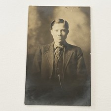 Antique RPPC Real Photograph Postcard Charming Young Man Great Little Note picture