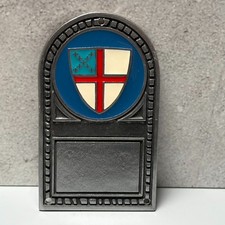 VTG Episcopal Church Shield Pewter Plaque Metal Enamel W/ Mounting Holes 3.5x2