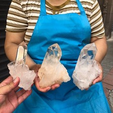 3 pieces 3.87LB Natural Transparent White Quartz Crystal Cluster Specimen 6752 picture