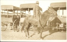 Mexican Border War Mounted cavalry officer Horse Wagons c1900s-10s RPPC bhn picture