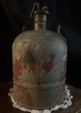 WWI/WWII W.H. McNutt New York City Fire Dept Empty Metal Gas Can wood Handle picture