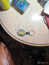 Mount Vernon Oval Printed Metal Keychain with Leather Connector picture