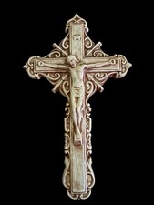 Vintage 1978 Ceramic Crucifix Jesus Cross Wall Hanging Signed 13