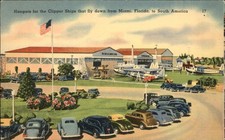 Miami FL Clipper Ship Hangars Tichnor Brothers c1940s-50s Vintage Postcard picture