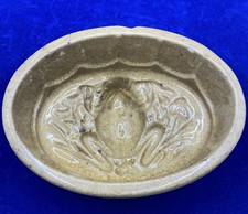 Antique Yellow Ware Frog Mold Rare 19th Century Stoneware Jelly Mould picture