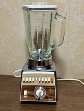 Vintage Osterizer Cyclomatic Imperial Chrome Wood Grain Blender 672A Tested picture