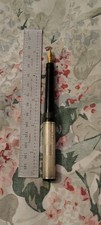 Sterling 935 SILVER Cap And Black Ebonite Barrel SAFETY PEN 14k Medium Flex Nib picture