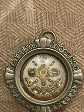 Antique Catholic Reliquary Pendant St. Peter Claver Sealed Theca picture