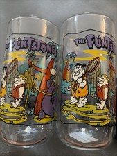 2x Lot - 1991 Hardees The Flintstones Glasses The First 30 Years 6