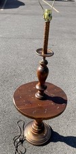 Vintage  Mid Century Modern MCM Floor Lamp Wood W/Metal Details Side Table picture