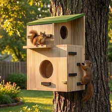 Extra Large Squirrel Houses for Outside, Squirrels Nesting Box with Platform,... picture