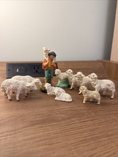 Vintage Made in Italy Shepherd Figurines Lot of 10 Hand Painted Sheep picture