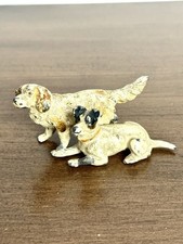 Rare Antique Hubley Cast Iron Miniature 2 Dogs Figurine 1 Mold Setter Terrier 2” picture