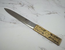 Vintage Art Deco Metal Letter Opener Ornate Brass Handle 9