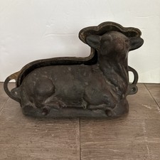 Antique Vintage Cast Iron Lamb Cake Mold Easter 2 Piece Rustic 12” picture