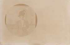 RPPC * Studio Pose Woman in Flowered Hat San Francisco California early 1900s picture