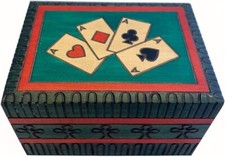 Four Aces Double Deck Playing Card Box Handmade Wood Box Hidden Compartment picture