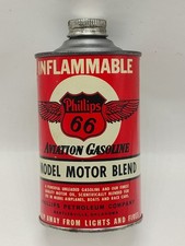 RARE Vintage Phillips 66 Petroleum Co Aviation Model Gasoline 16oz Tin Can picture