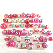 Vintage 50 Glass Shiny Brite & USA Ornaments Solid Glitter Stripes Sceneries picture