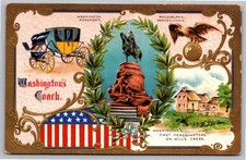 1900s Washington Coach & Monument Philadelphia Patriotic Embossed Postcard picture