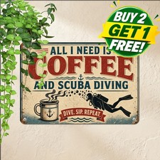Scuba Diving Passion Metal Sign Ocean Diver Underwater Cave Tin Decor picture