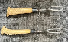 2 Antique 1800s Will & Finck AUTHENTIC Carving Stag Antler Gold Rush 1/1 On eBay picture