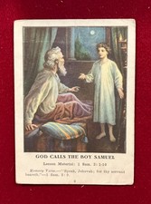 1924 God Calls The Boy Samuel Standard Picture Lesson Card Biblical picture