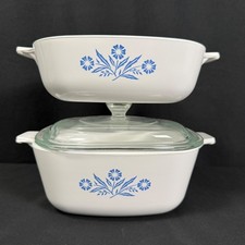 Corning Ware Blue Cornflower Casserole Set P-1-B & P-1 1/2-B Vintage 1966-69 picture