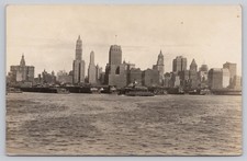 NYC Skyline Real Photo Postcard c.1910s Lower Manhattan LEONAR RPPC Ferry picture