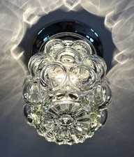 Vintage 1950’s-1960s Mid Century Retro Bubble Glass W/ Chrome Base Light Fixture picture