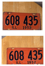 1952 Illinois License Plate Pair 608 435 Vintage IL Matching Set picture