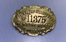 Rare Antique 1906 New York Licensed Chauffeur Badge - #11375 picture