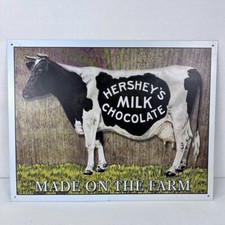Vintage Hershey's Milk Chocolate Cow “Made On the Farm” Tin Sign Wall Art Decor picture