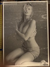 Vintage Claudia Schiffer Poster Black White Supermodel Pinup Made In EEC picture