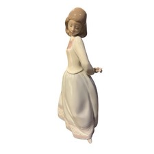 Lladro 6754 Sweet & Shy Hold Flowers Behind Back Mint Condition Retired No Box picture