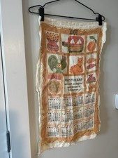 Vintage 1966 Linen Calendar Tea Towel MCM Cottagecore Kitchen Decor  picture