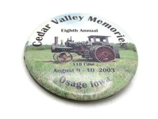 2003 Cedar Valley Memories Pinback Button 8th Annual Osage IA 110 Case Tractor picture