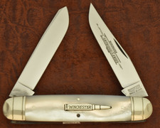 WINCHESTER TRADEMARK MADE IN USA AAA+ MOTHER OF PEARL BULLET MOOSE KNIFE (36874) picture