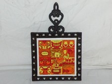 Vintage 1970's Zodiac Tile Trivet Holt Howard 5229 Cast Iron & Ceramic picture