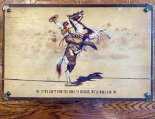 Montana Lifestyles Rustic Wood & Metal Storage Box w/ Lid Cowboy 15x9.5x5