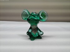 Fenton Emerald Green Glass Mouse Hand Painted by M. Caplinger picture