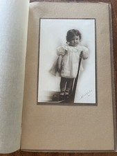 Antique Cabinet Card Photo Young Girl Toddler Standing Chair “Miss White 1930” picture