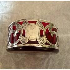 Antique Cranberry Glass w/ Sterling Overlay Salt Dip picture