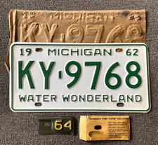 RARE 1962 KY MICHIGAN LICENSE PLATE NOS WITH NOS 1964 TAB ORIGINAL CHEVY DODGE  picture