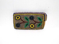 Alaska Native Moose Hide Beaded Purse Bag Silver Red Floral Zip Top Athabaskan picture