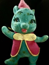VTG FELT FLOCKED CHRISTMAS SNOWBABY CHIPMUNK Turquoise Anthropomorphic Rare picture