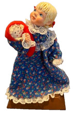 1986 Simpich Character Doll-Blonde Little Girl in Blue Floral Nightgown w/Doll picture