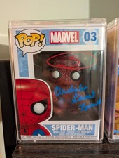 Funko Pop Spider-Man #03 3x Signed Marisa Tomei Shameik Moore Barnes w/ OC COA picture